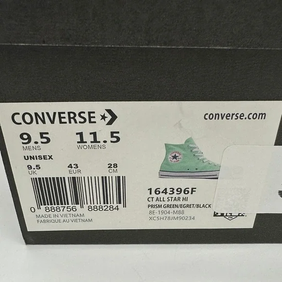 Converse Shoes Unisex Mens 9.5 Womens 11 Green Chuck Taylor All Star 164396F NEW - Picture 8 of 9